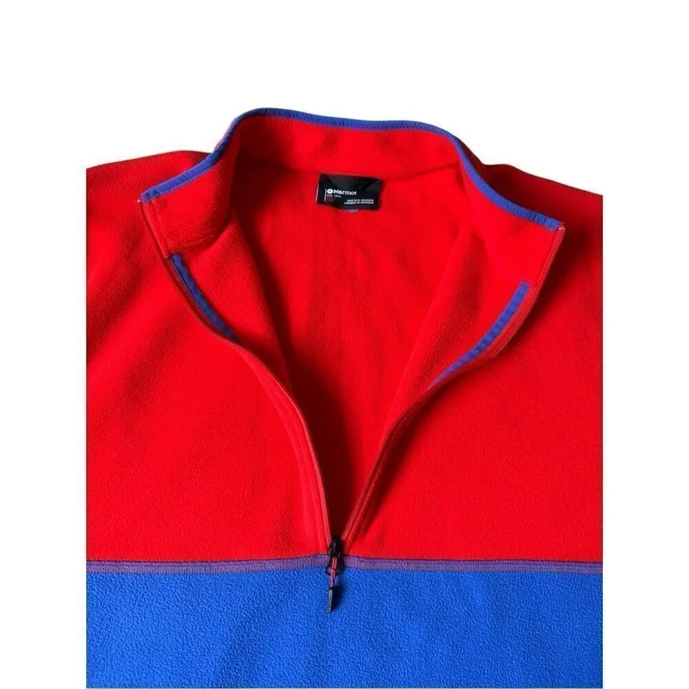 Marmot Men’s Rocklin 1/2-Zip Fleece Jacket Pullover size XXL Blue Red